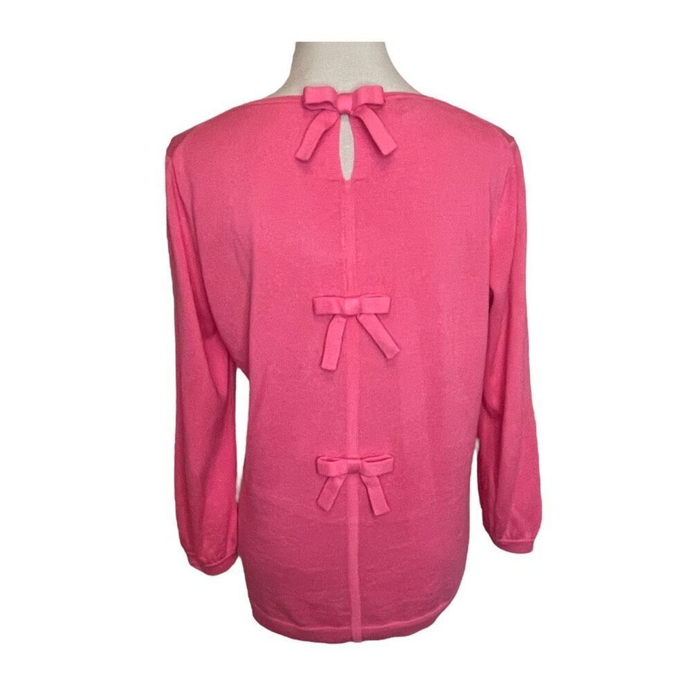 Talbots Barbie Pink 3/4 Sleeve Bow Detail Sweater size S